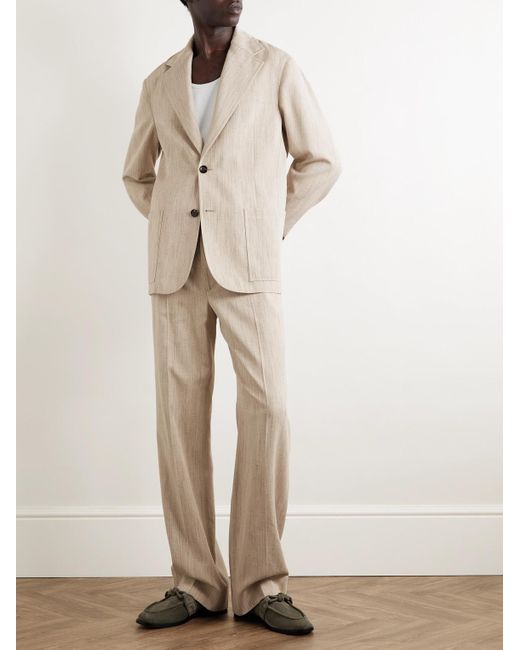 Bottega Veneta Natural Oversized Woven Suit Jacket for men