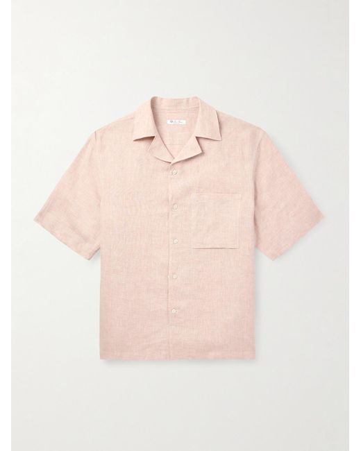 Loro Piana Pink Federico Camp-collar Linen Shirt for men