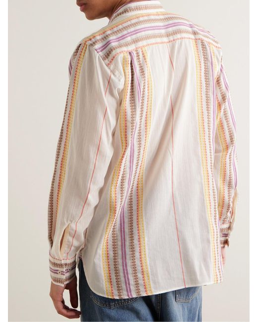 Universal Works Natural Striped Cotton-jacquard Shirt for men