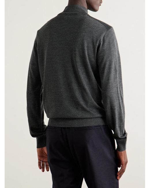 Canali Gray Wool Half-zip Sweater for men