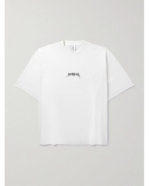 Vetements White Logo-print Cotton-jersey T-shirt for men