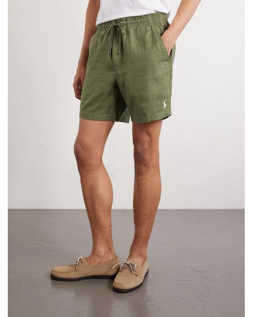 Polo Ralph Lauren Green Straight-leg Linen Drawstring Shorts for men