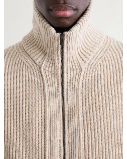 Altea Natural Ribbed Virgin Wool Cardigan for men