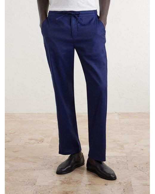 Frescobol Carioca Blue Straight-leg Cotton Suit Trousers for men