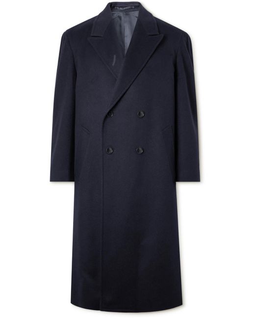Ghiaia Blue Santo Barillà Double-breasted Cashmere Coat for men