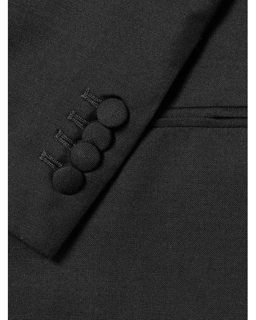 Mr P. Black Slim-fit Double-breasted Shawl-collar Wool for men