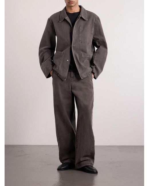 Amomento Brown Garment-Dyed Denim Jacket for men