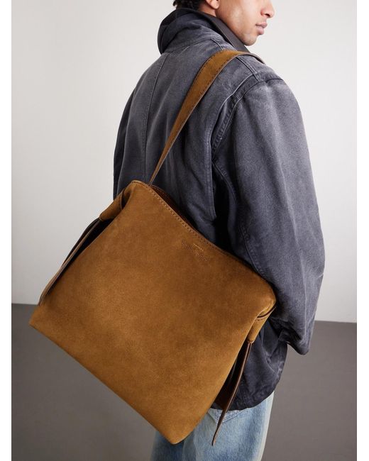 Acne Brown Musubi Suede Shoulder Bag for men