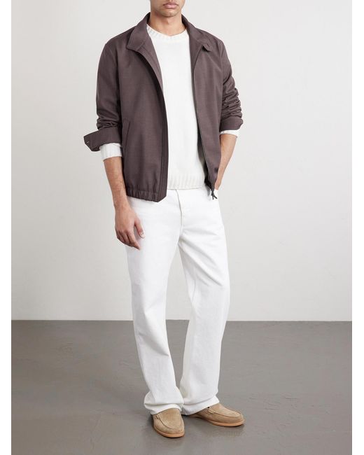 Canali Brown Impeccabile Wool Bomber Jacket for men