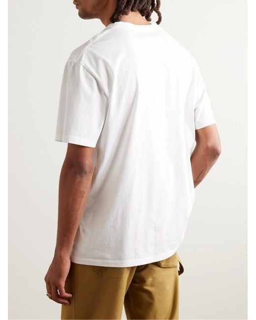 T-shirt in jersey di cotone con logo ricamato di Loewe in White da Uomo