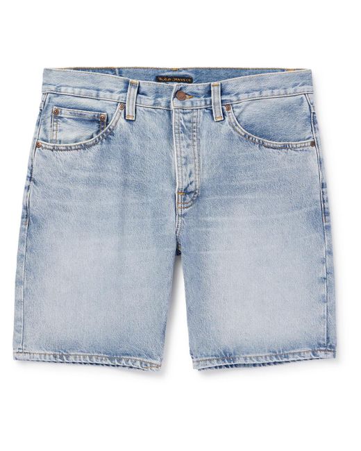 Nudie Jeans Blue Seth Straight-leg Denim Shorts for men