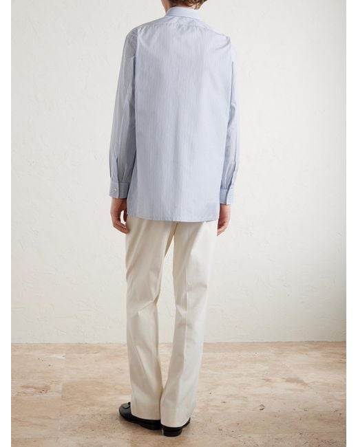 Charvet Blue Striped Cotton-Poplin Shirt for men