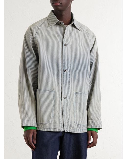 Kapital Gray Liberty Striped Denim Overshirt for men