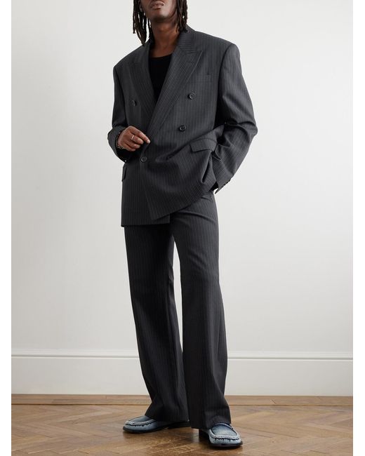 Acne Blue Jarvel Double-Breasted Pinstriped Wool-Blend Suit Jacket for men
