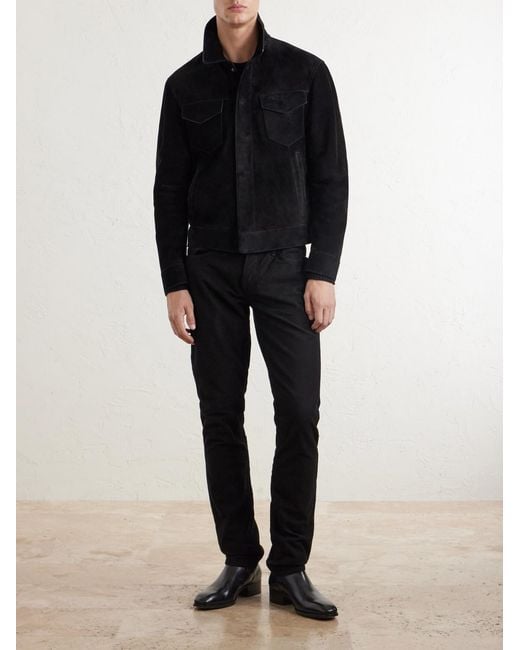 Tom Ford Blue Slim-Fit Suede Jacket for men