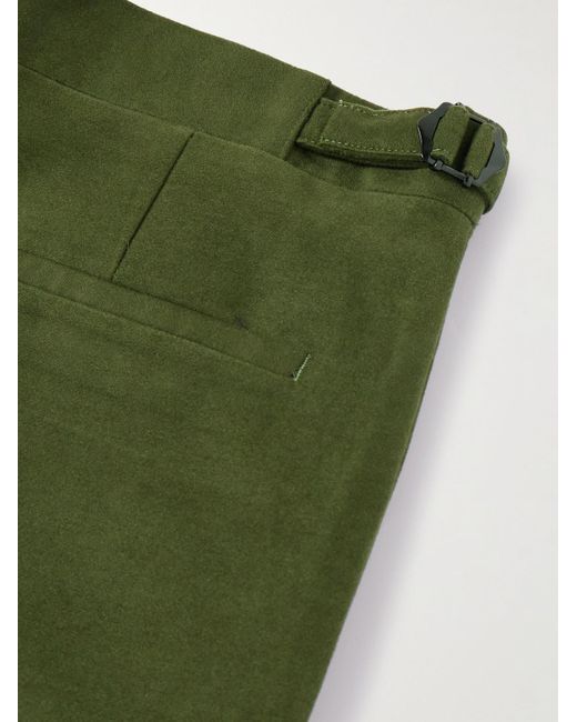 Richard James Green Tapered Cotton-moleskin Trousers for men