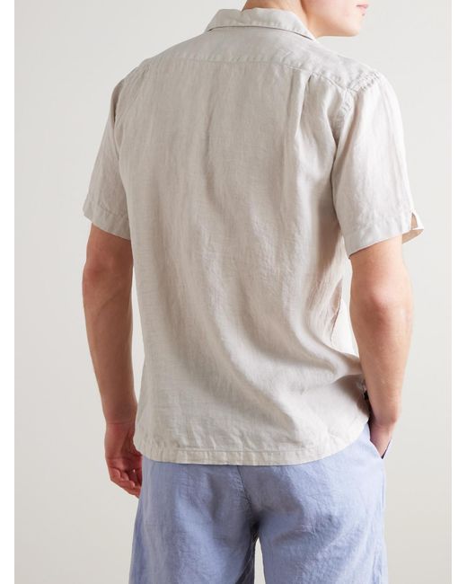 Hartford White Palmito Mc Pat Convertible-Collar Linen Shirt for men