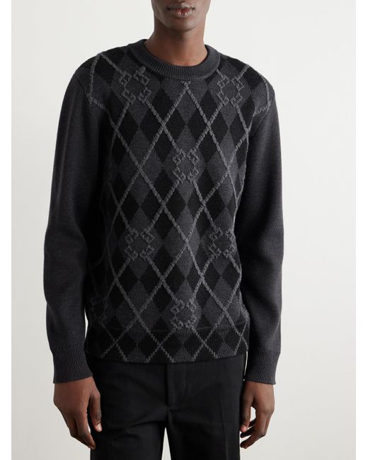Givenchy Pullover aus einer Wollmischung mit Argyle-Muster in Black für Herren