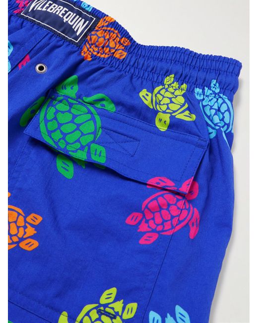 Vilebrequin Moonrise gerade geschnittene mittellange Badeshorts mit Print in Blue für Herren