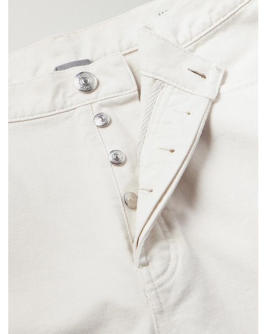 Brunello Cucinelli White Slim-Fit Straight-Leg Logo-Embroidered Jeans for men