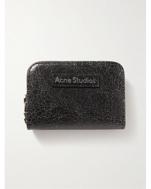 Acne Black Cracked-leather Zip-around Wallet for men
