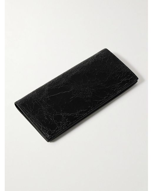Acne Black Logo-Print Cracked-Leather Bifold Wallet for men