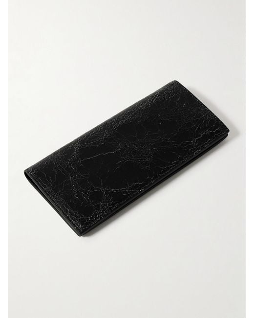 Acne Aufklappbares Portemonnaie aus Craquelé-Leder mit Logoprint in Black für Herren