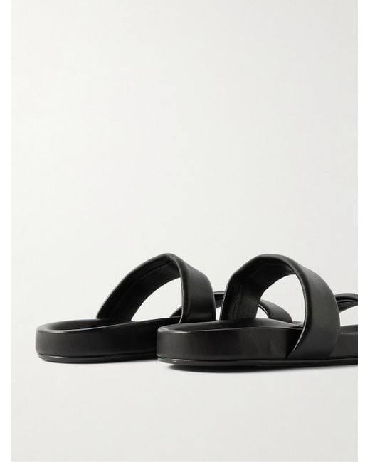 Saint Laurent Black Nichols Leather Slides for men