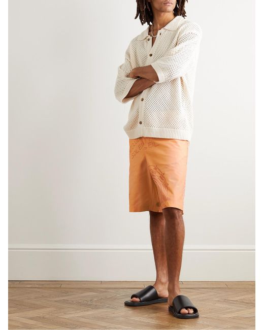 Jacquemus Orange Logo-Print Straight-Leg Cotton-Canvas Shorts for men