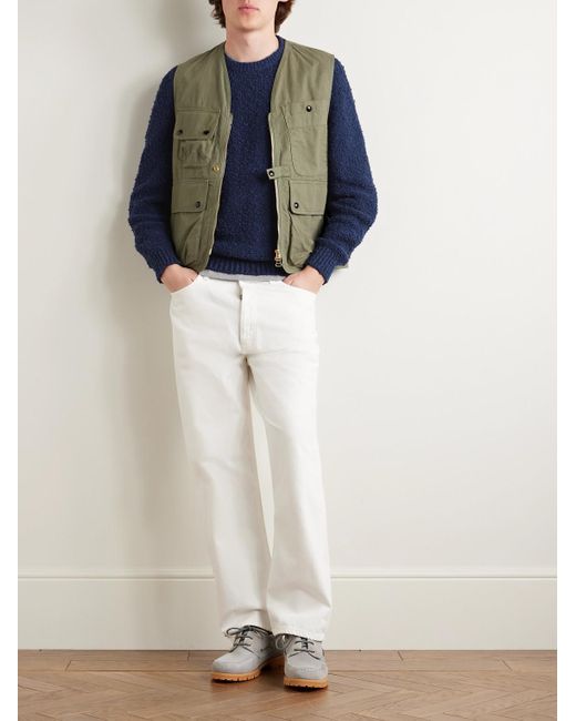 Noah NYC Blue Cotton-Blend Bouclé Sweater for men