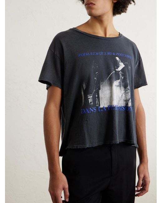 Enfants Riches Deprimes Blue Dans Le Pendaison Cropped Printed Cotton-Jersey T-Shirt for men