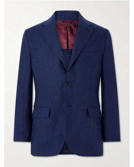 Rubinacci Blue Linen Suit Jacket for men