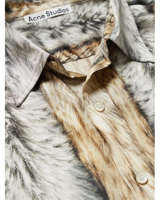 Acne Natural Printed Satin Shirt for men