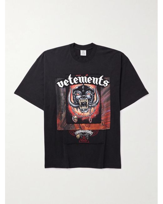 Vetements Black Motörhead Appliquéd Printed Cotton-jersey T-shirt for men