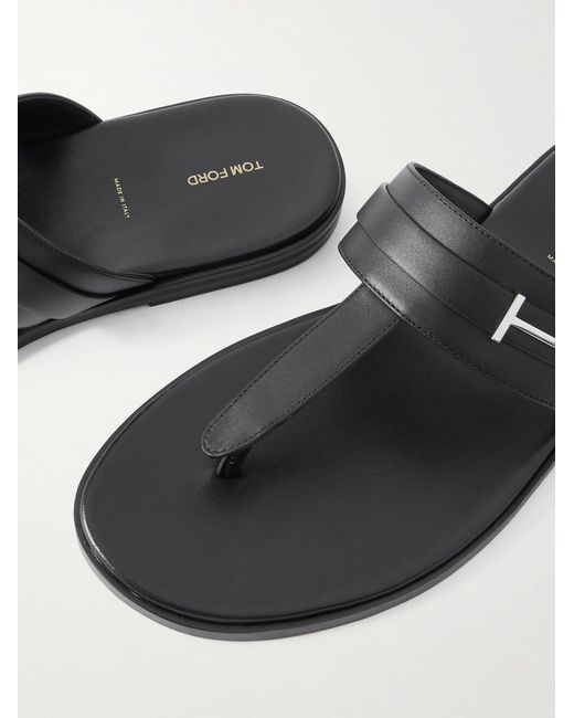 Tom Ford Black Brighton Leather Sandals for men