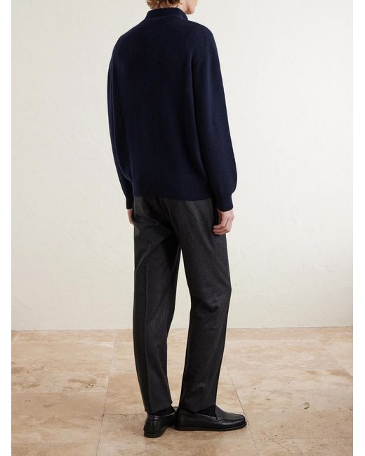 Umit Benan Blue Francis Cashmere Polo Sweater for men