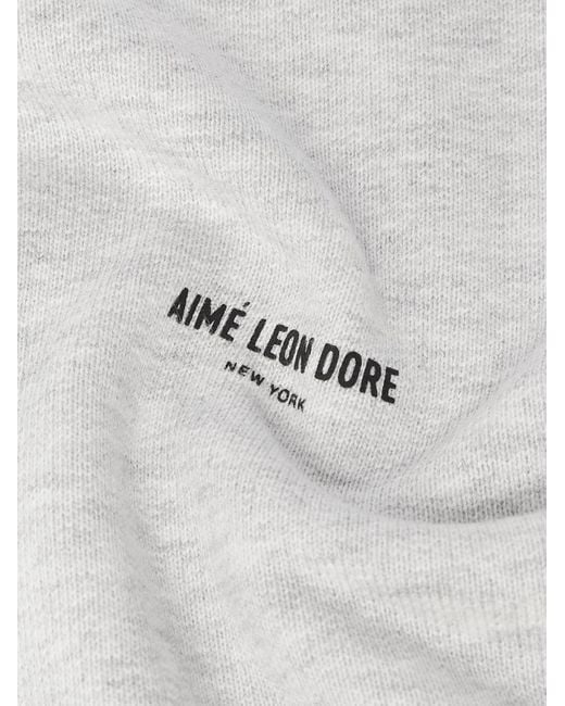 Aimé Leon Dore White Logo-Print Cotton-Jersey Hoodie for men