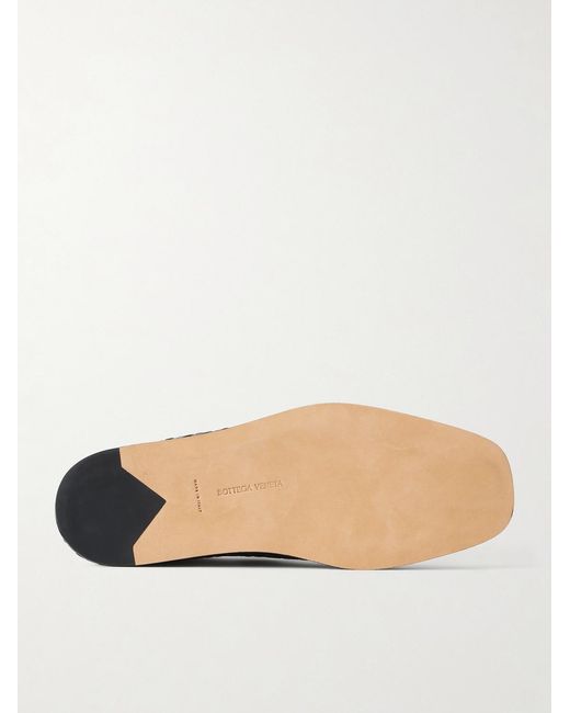 Bottega Veneta Black Palazzo Intrecciato Leather Loafers for men