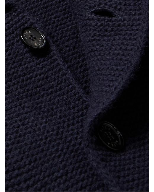 Altea Blue Shawl-collar Virgin Wool Cardigan for men