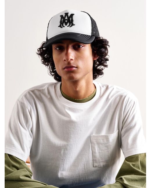 Amiri White MA Baseballkappe aus Scuba und Mesh mit Logostickerei