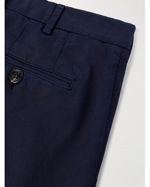 Brunello Cucinelli Blue Slim-Fit Tapered Stretch-Cotton Twill Trousers for men