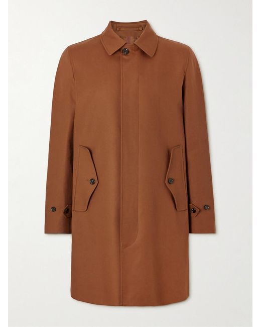 Burberry Brown Clapham Logo-Embroidered Cotton-Gabardine Coat for men