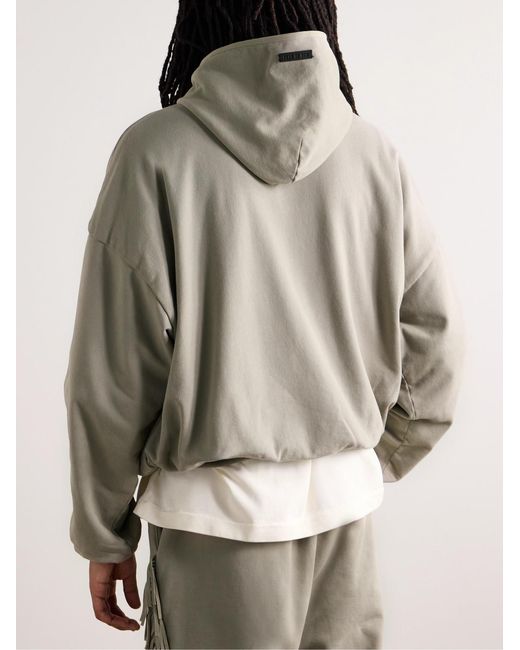 Fear Of God Gray Logo-Appliquéd Cotton-Jersey Hoodie for men