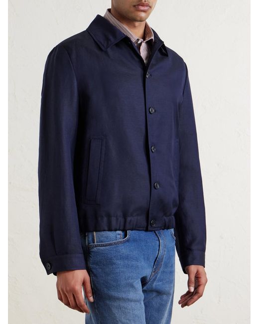 Slowear Blue Wool And Linen-blend Bomber for men