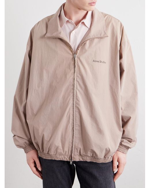 Acne Pink Olando Logo-Print Cotton-Poplin Jacket for men