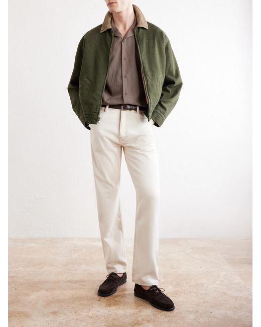 Sunspel Gray Camp-Collar Textured-Cotton Shirt for men
