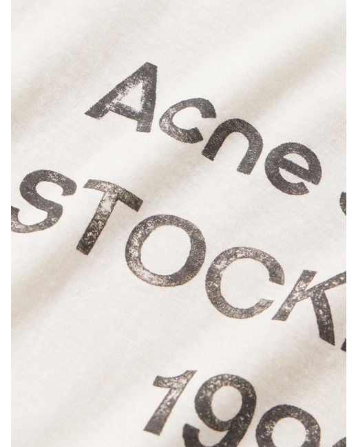 Acne Natural Exford Distressed Logo-Print Cotton-Jersey T-Shirt for men