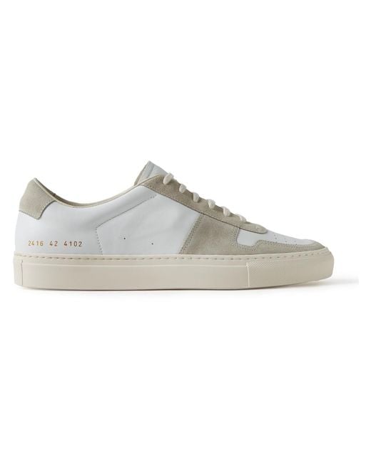 Common Projects Brown Bball Suede-trimmed Leather Sneakers for men