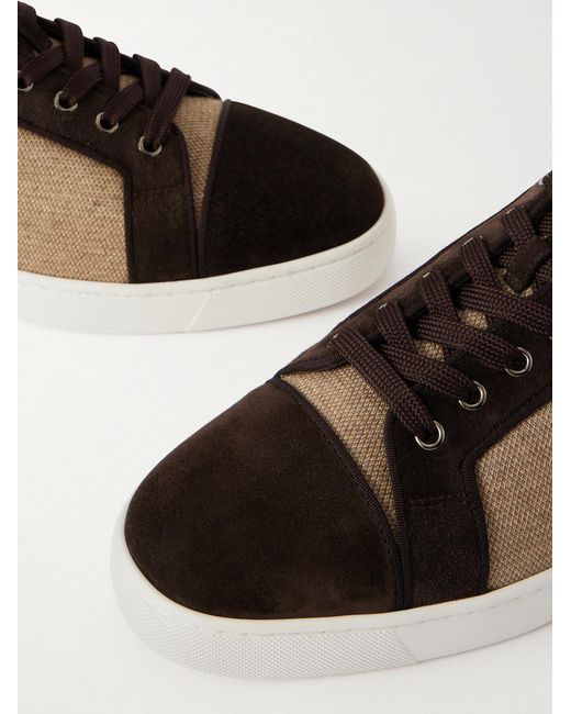 Christian Louboutin Brown Louis Junior Grosgrain-trimmed Suede And Canvas Sneakers for men