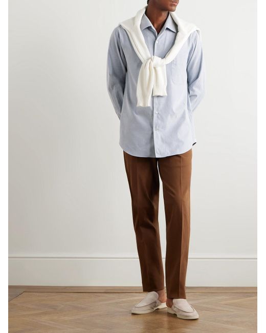 Loro Piana White André Cotton-Flannel Shirt for men